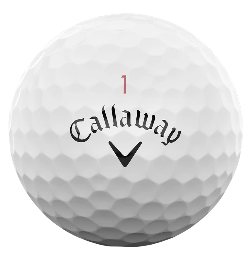 Callaway Chrome Soft golf ball highlighting Chrome Soft side stamp