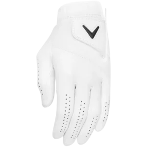 Callaway Tour Authentic white leather golf glove back view with adjustable closure, Queensland golf