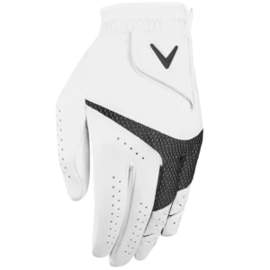 Callaway Weather Spann golf glove white back view with stretch panel, Queensland
