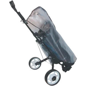 Redback Sport golf bag rain cover fitted on golf buggy in wet Queensland conditions