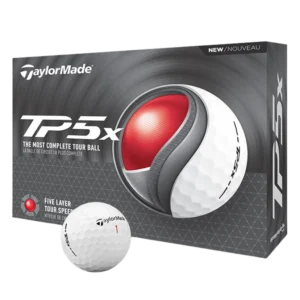 TaylorMade TP5x golf balls box and ball for sale in Queensland showing five layer tour ball packaging
