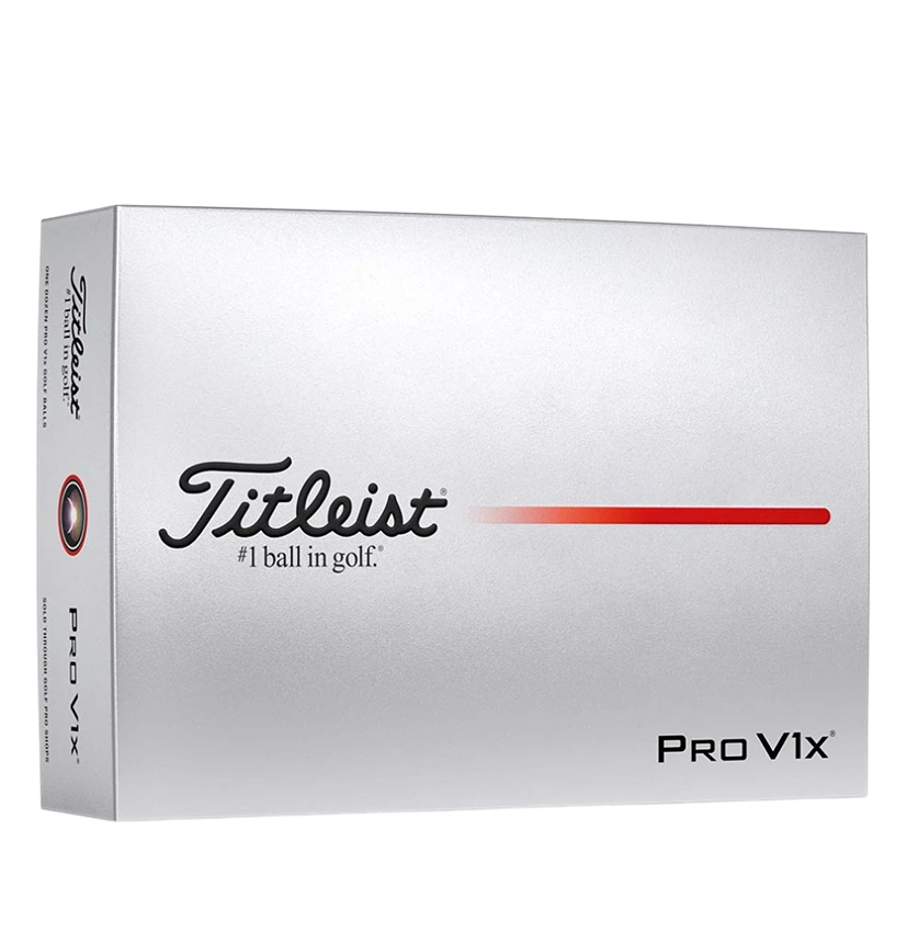 Premium golf balls displayed in Titleist ProV1x retail packaging