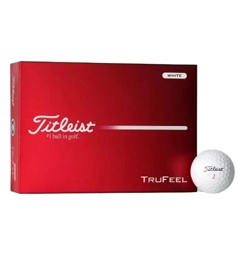 Ultra-soft distance golf balls shown with a Titleist TruFeel box and single ball.