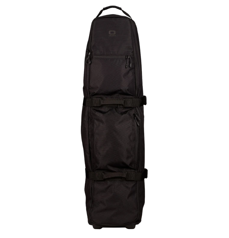 Black OGIO mid-size golf travel cover with multiple zip pockets and securing straps.