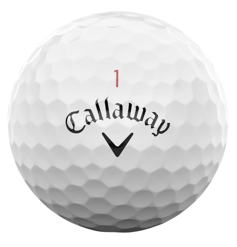 Front view of Callaway Chrome Tour X golf ball with number and logo visible.