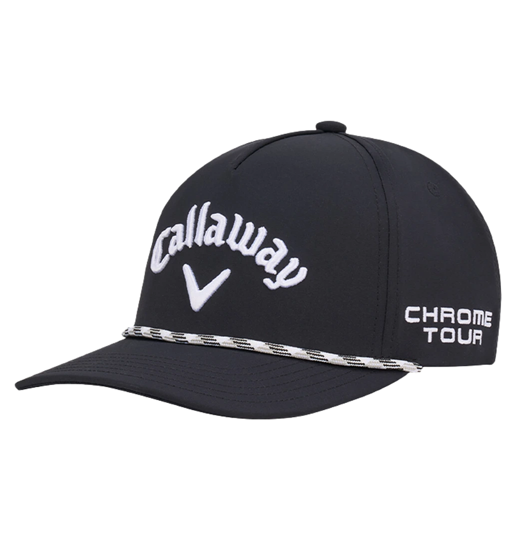 Black Callaway Chrome Tour rope cap with embroidered logo and braided rope detail.