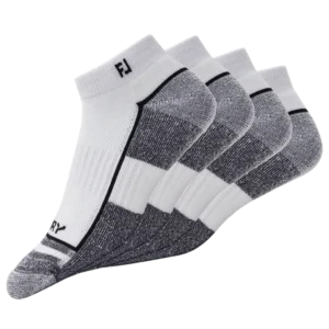 FootJoy ProDry sport golf socks in white and grey performance fabric.